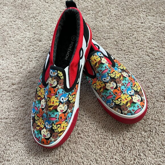 Ground Up Pokemon Other - NWOT Pokemon Pikachu Ground Up Slip-on Canvas Sneakers Unisex Size Youth 5 Anime